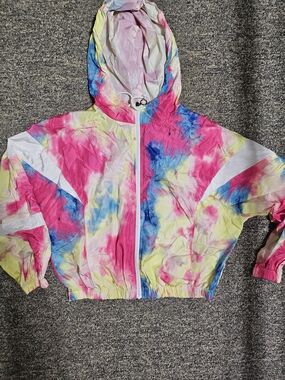 No Boundaries Pink Multicolor Tie-Dye Windbreaker Hoodie